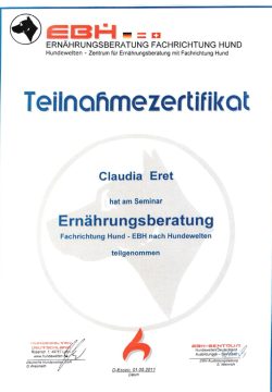 Zertifikat Ernährungsberatung Claudia Eret